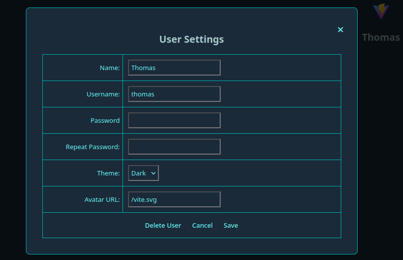 User settings